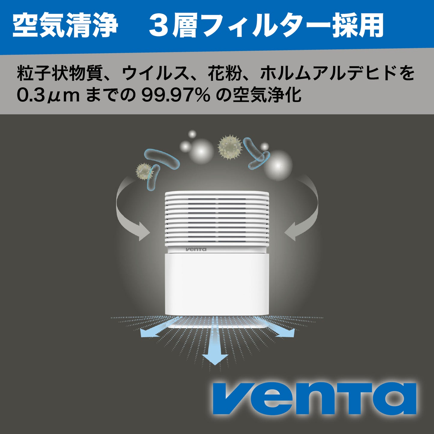 【省エネ/静音】(VENTA) ベンタ 空気清浄機 エアロスタイル コンパクト AP730/735 Air Purifier ～75 m²対応/オフィシャルサイト限定/３年延長保証サービス